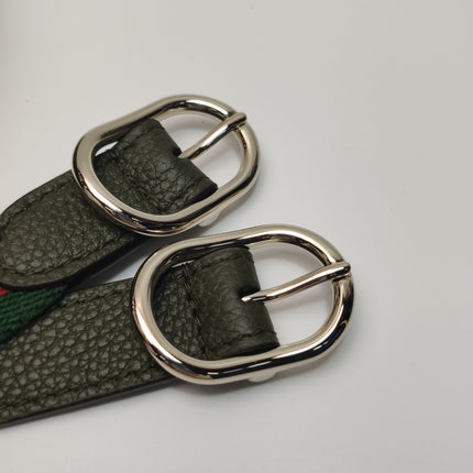 Gucci Jackie 1961 Dark Green Grained Leather Bag Small with Adjustable Strap