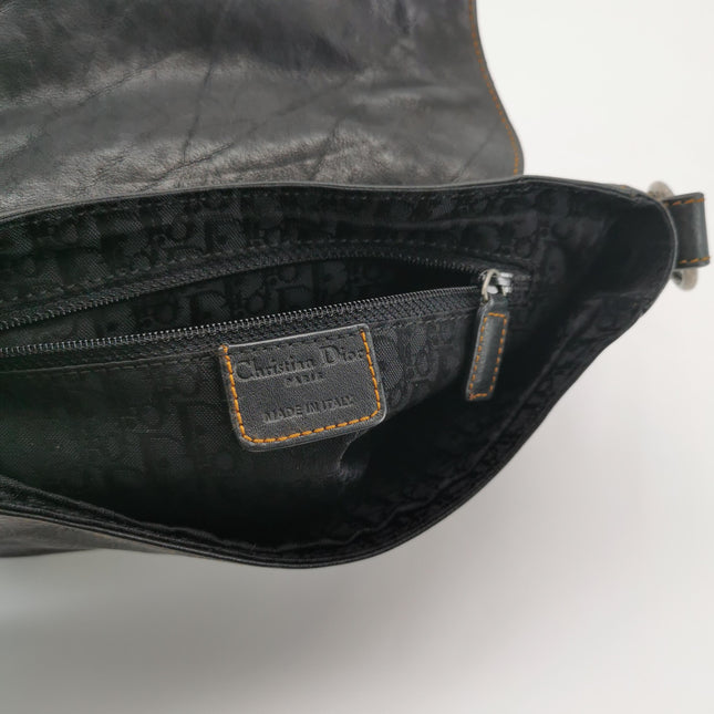 Dior Vintage Gaucho Mini Black Leather Crossbody Bag