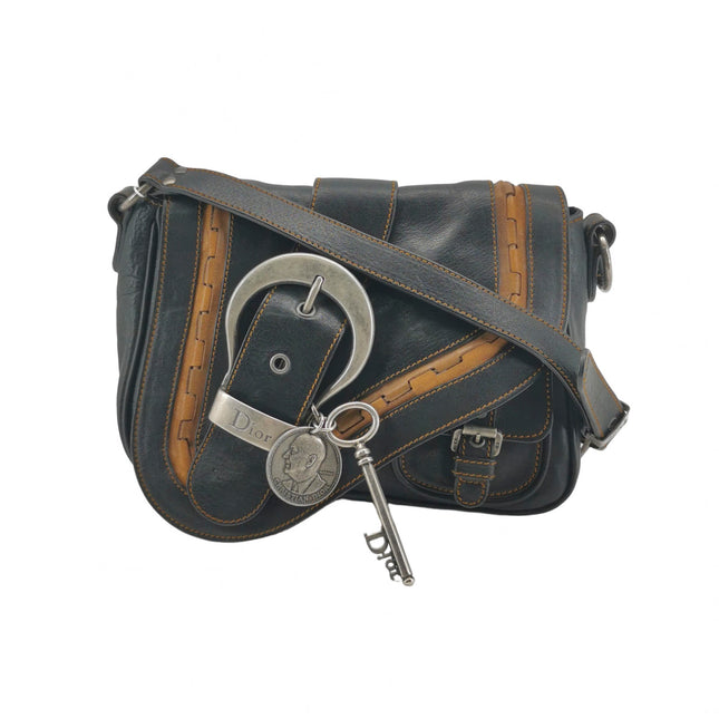 Dior Vintage Gaucho Mini Black Leather Crossbody Bag