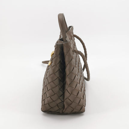 Bottega Veneta Small Andiamo Milk Chocolate Brown Intrecciato Handbag