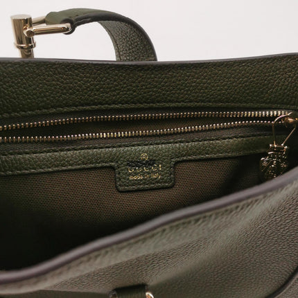 Gucci Jackie 1961 Dark Green Grained Leather Bag Small with Adjustable Strap