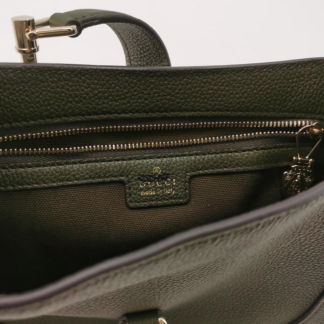 Gucci Jackie 1961 Dark Green Grained Leather Bag Small with Adjustable Strap