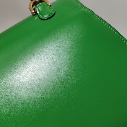 Sac à poignée supérieure Gucci Bamboo 1947 petit en cuir Box vert avec sangle en toile