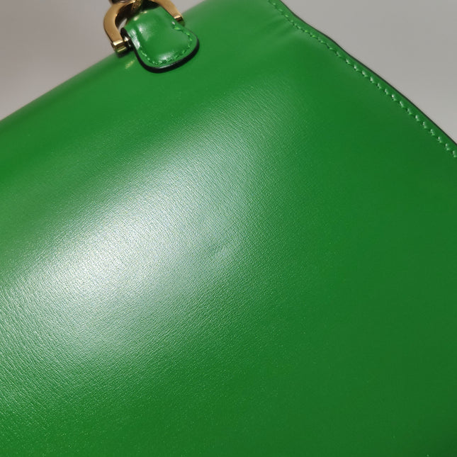 Sac à poignée supérieure Gucci Bamboo 1947 petit en cuir Box vert avec sangle en toile