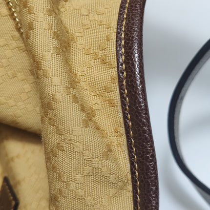 Gucci Jackie 1961 Large Beige Monogram Leather Shoulder Bag with Strap