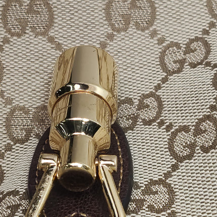 Gucci Jackie 1961 Large Beige Monogram Leather Shoulder Bag with Strap