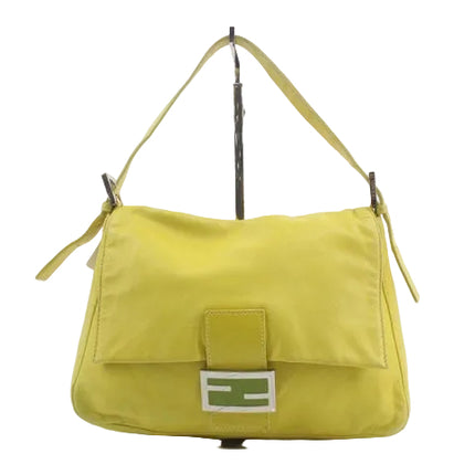 Fendi Mamma Baguette Yellow Lambskin Leather Silver Hardware-Luxbags