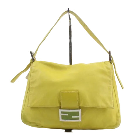 Fendi Mamma Baguette Yellow Lambskin Leather Silver Hardware-Luxbags