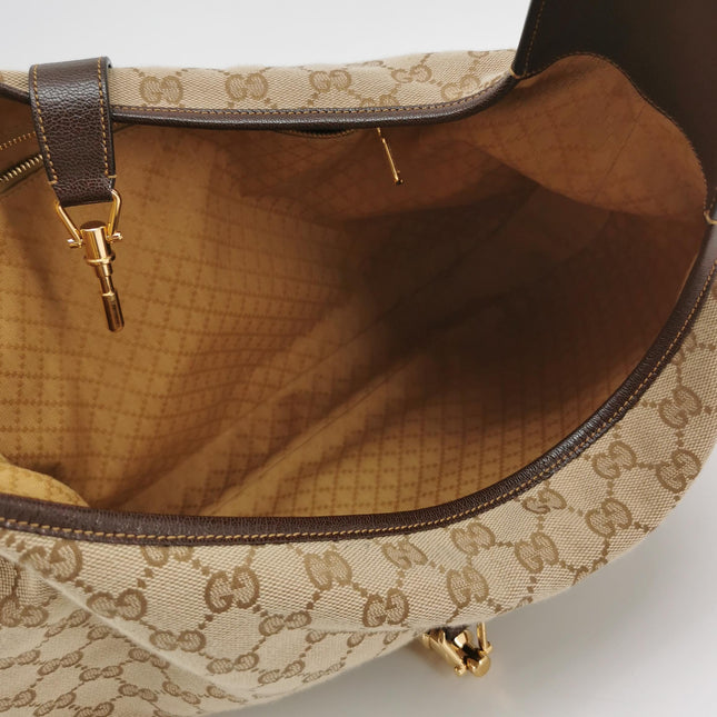 Sac porté épaule large Gucci Jackie 1961 camel avec bandoulière