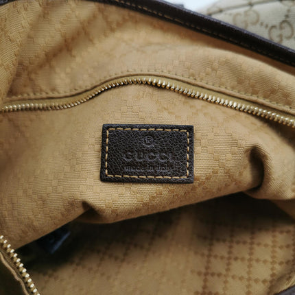 Gucci Jackie 1961 Large Beige Monogram Leather Shoulder Bag with Strap