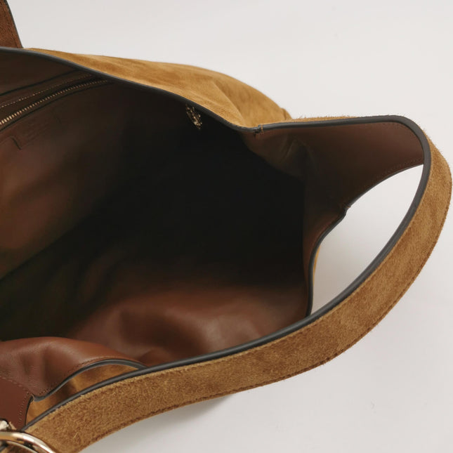 Gucci Jackie 1961 Grand modèle en daim marron foncé avec longue bandoulière