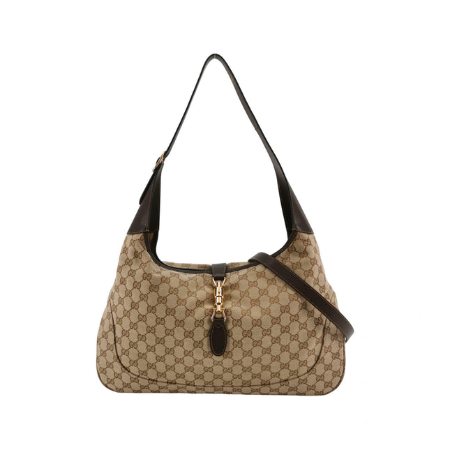 Sac porté épaule large Gucci Jackie 1961 camel avec bandoulière