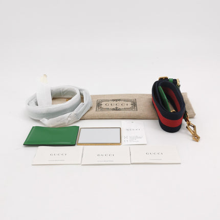 Sac à poignée supérieure Gucci Bamboo 1947 petit en cuir Box vert avec sangle en toile
