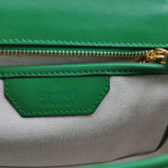Sac à poignée supérieure Gucci Bamboo 1947 petit en cuir Box vert avec sangle en toile