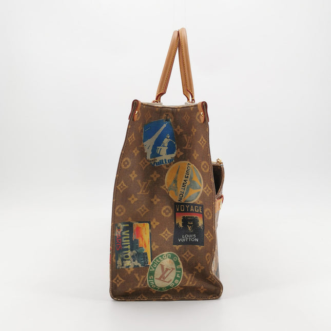 Sac cabas Louis Vuitton OnTheGo Large Hotel Labels Monogram Marron
