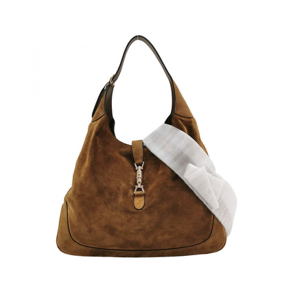 Gucci Jackie 1961 Large Chocolate Brown Suede Leather With Long Strap-Luxbags