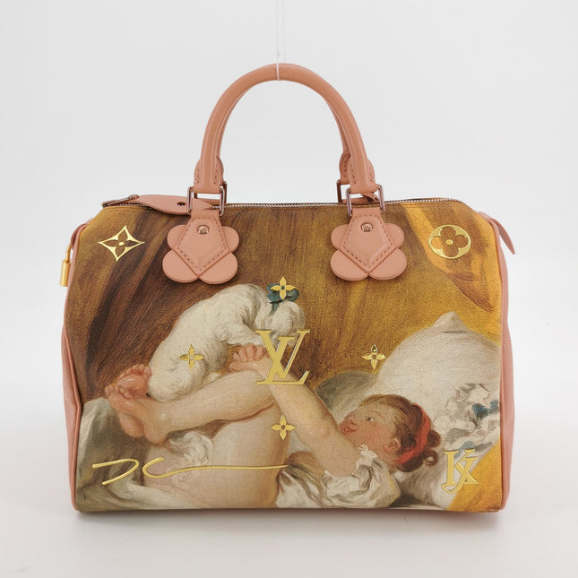 Louis Vuitton x Jeff Koons Speedy 30 Fragonard Girl with the Dog Top Handle Bag