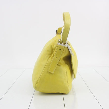 Fendi Mamma Baguette Yellow Lambskin Leather Silver Hardware