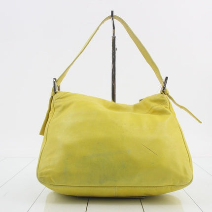 Fendi Mamma Baguette Yellow Lambskin Leather Silver Hardware