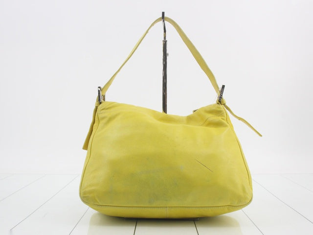 Fendi Mamma Baguette Yellow Lambskin Leather Silver Hardware