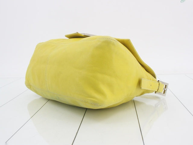 Fendi Mamma Baguette Yellow Lambskin Leather Silver Hardware
