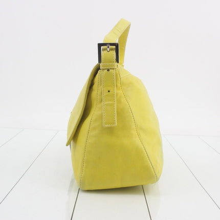 Fendi Mamma Baguette Yellow Lambskin Leather Silver Hardware