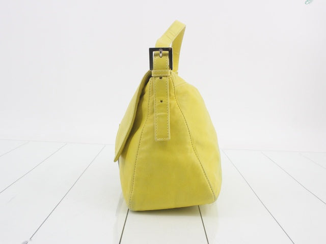 Fendi Mamma Baguette Yellow Lambskin Leather Silver Hardware