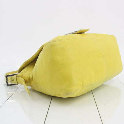Fendi Mamma Baguette Yellow Lambskin Leather Silver Hardware