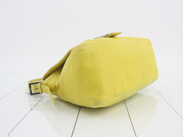 Fendi Mamma Baguette Yellow Lambskin Leather Silver Hardware