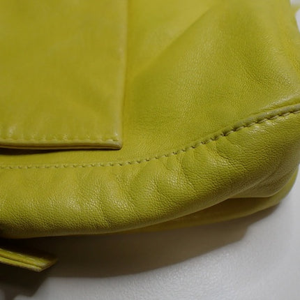 Fendi Mamma Baguette Yellow Lambskin Leather Silver Hardware