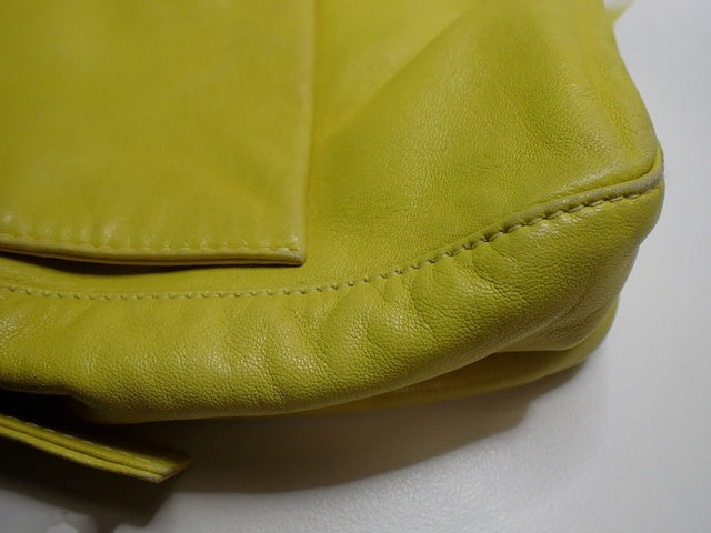 Fendi Mamma Baguette Yellow Lambskin Leather Silver Hardware