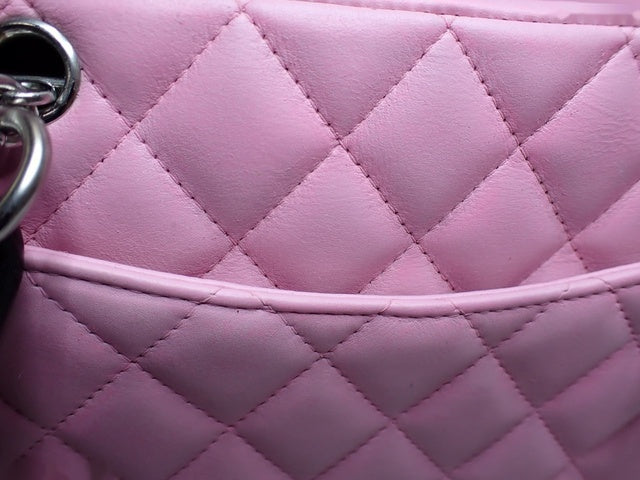 Chanel Cambon Medium Shoulder Bag Pink Calfskin Leather CC Logo