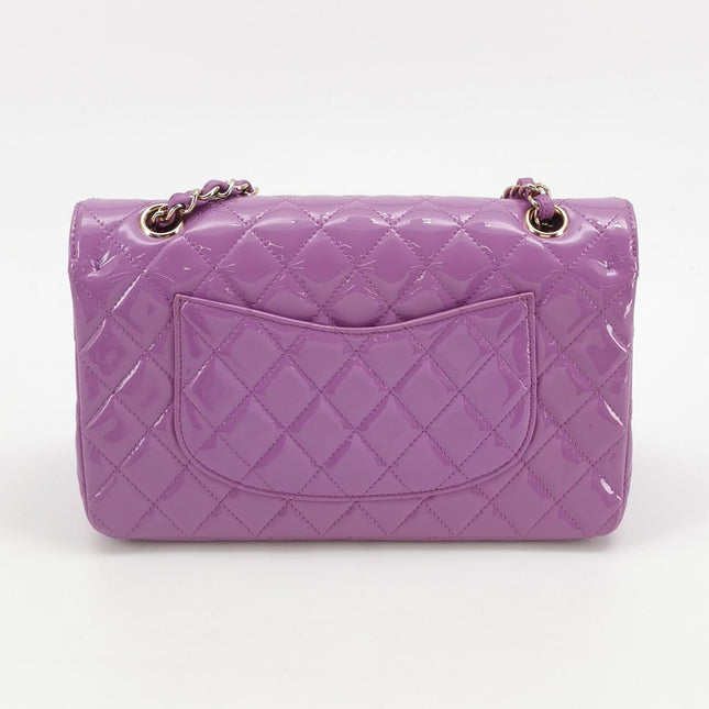 Chanel Classic Flap Medium Lavender Purple Patent Leather Silver Hardware