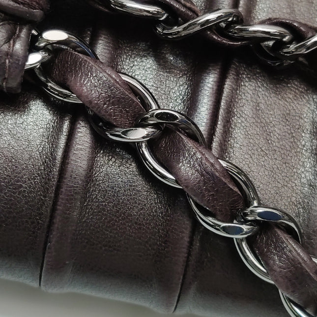 Chanel Vertical Quilted Small Accordion Flap Bag Dark Brown