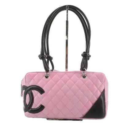 Chanel Cambon Medium Shoulder Bag Pink Calfskin Leather CC Logo