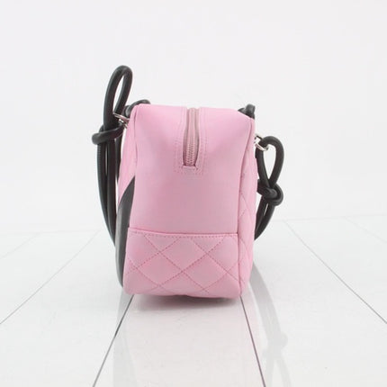 Chanel Cambon Medium Shoulder Bag Pink Calfskin Leather CC Logo