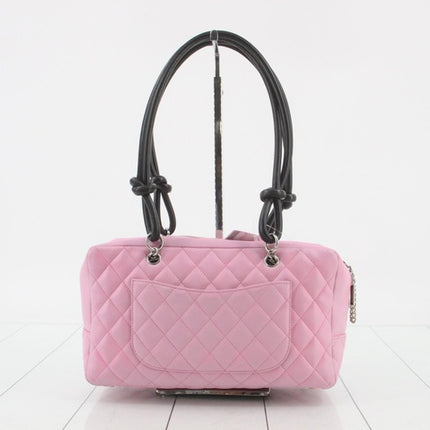 Chanel Cambon Medium Shoulder Bag Pink Calfskin Leather CC Logo