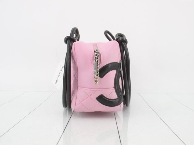 Chanel Cambon Medium Shoulder Bag Pink Calfskin Leather CC Logo