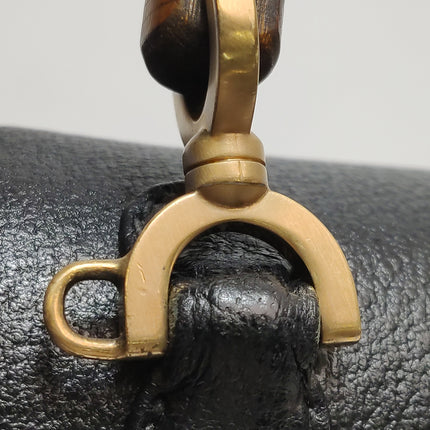 Gucci Bamboo 1947 Small Black Grained Leather Top Handle Bag