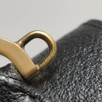 Gucci Bamboo 1947 Small Black Grained Leather Top Handle Bag
