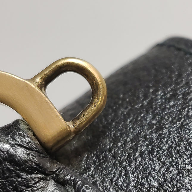 Gucci Bamboo 1947 Small Black Grained Leather Top Handle Bag