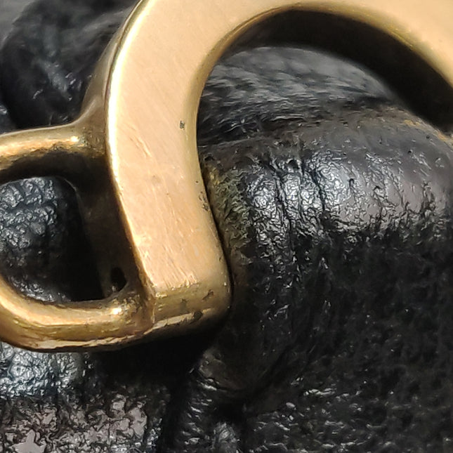 Gucci Bamboo 1947 Small Black Grained Leather Top Handle Bag