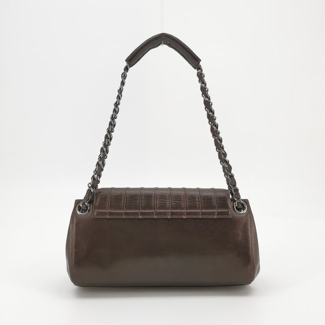 Chanel Vertical Quilted Small Accordion Flap Bag Dark Brown