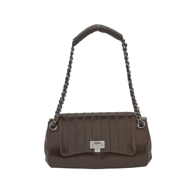 Chanel Vertical Quilted Small Accordion Flap Bag Dark Brown