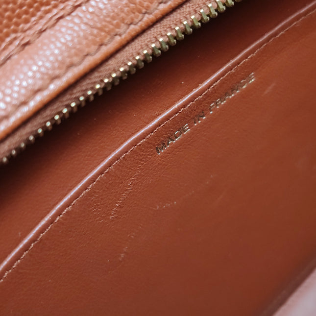 Chanel Vintage Small Matelasse Orange Caviar Leather Top Handle Bag