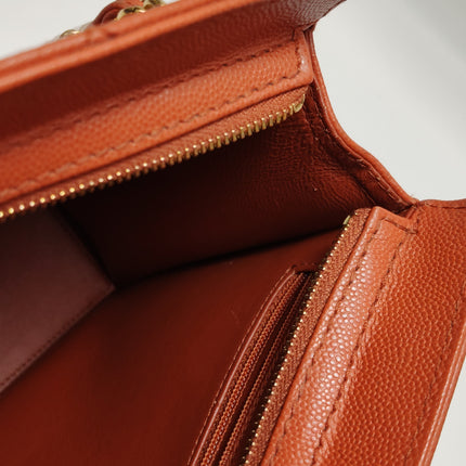 Chanel Vintage Small Matelasse Orange Caviar Leather Top Handle Bag