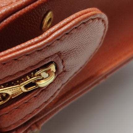 Chanel Vintage Small Matelasse Orange Caviar Leather Top Handle Bag