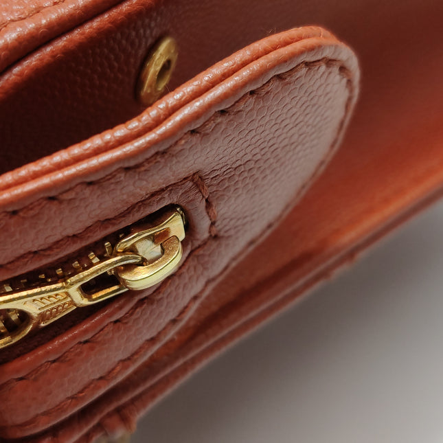 Chanel Vintage Small Matelasse Orange Caviar Leather Top Handle Bag