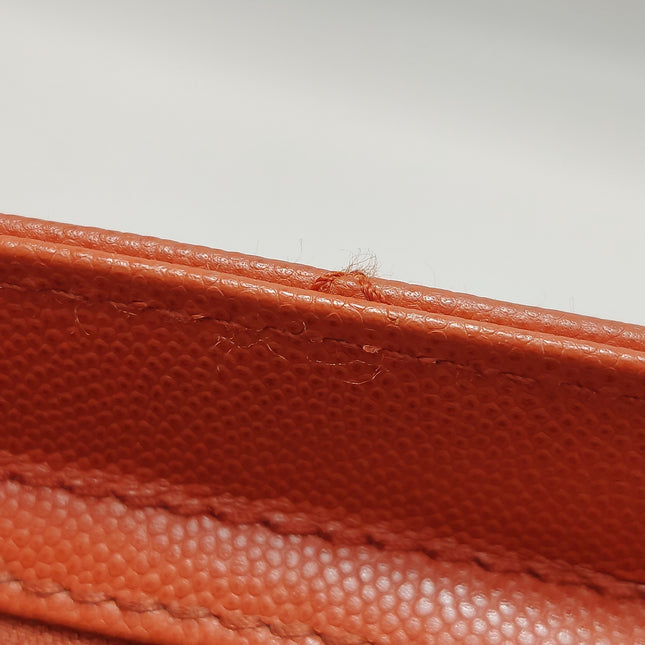 Chanel Vintage Small Matelasse Orange Caviar Leather Top Handle Bag