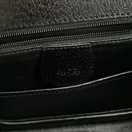 Gucci Bamboo 1947 Small Black Grained Leather Top Handle Bag